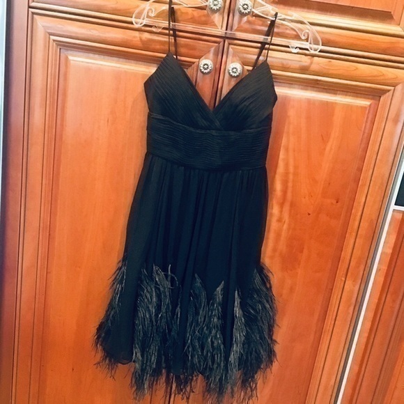 ✨✨BCBGMAXAZRIA Black Feather Occasion Dress✨ Size 0 ✨ - Picture 1 of 7